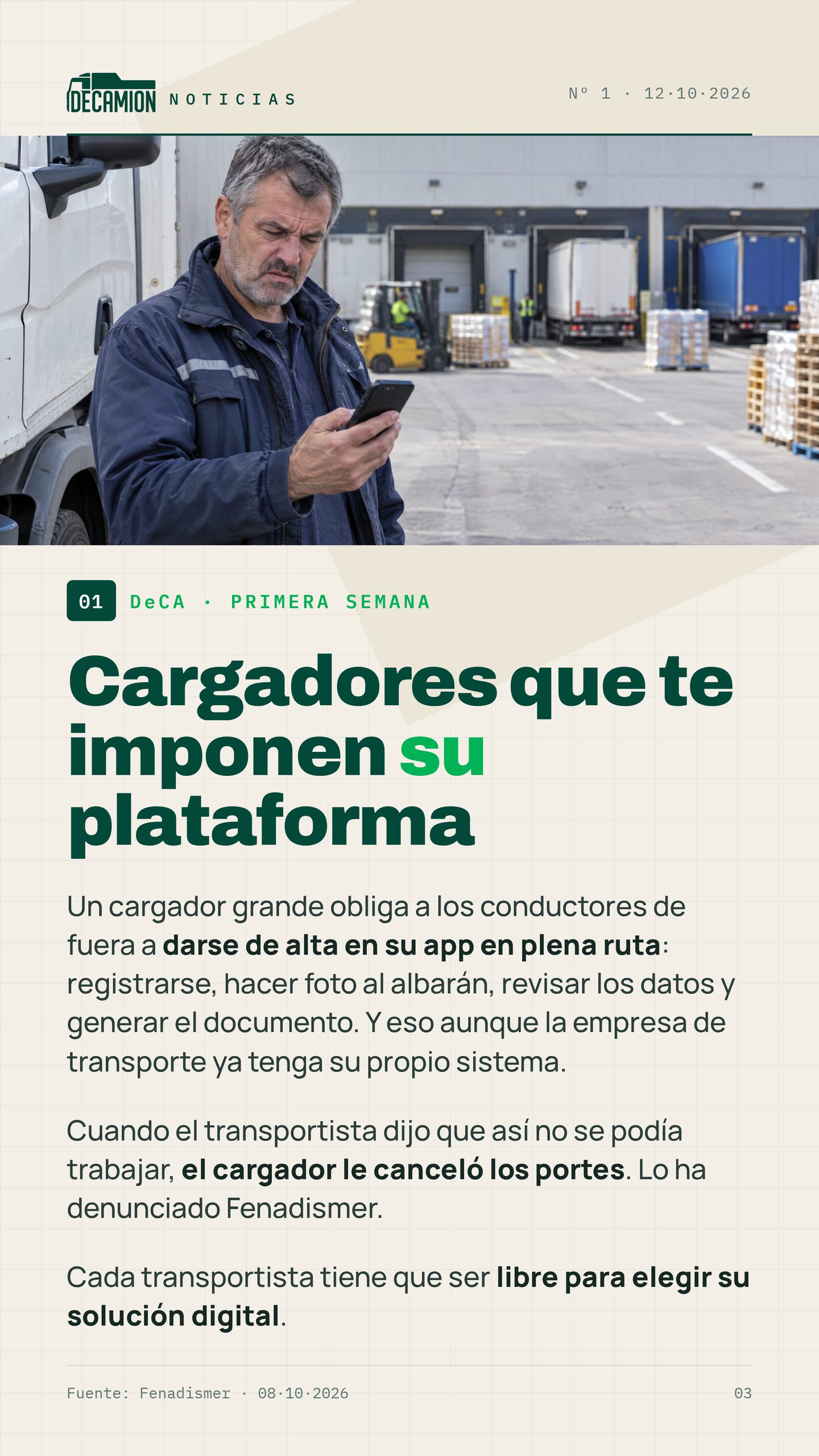 01 · Cargadores que imponen su plataforma